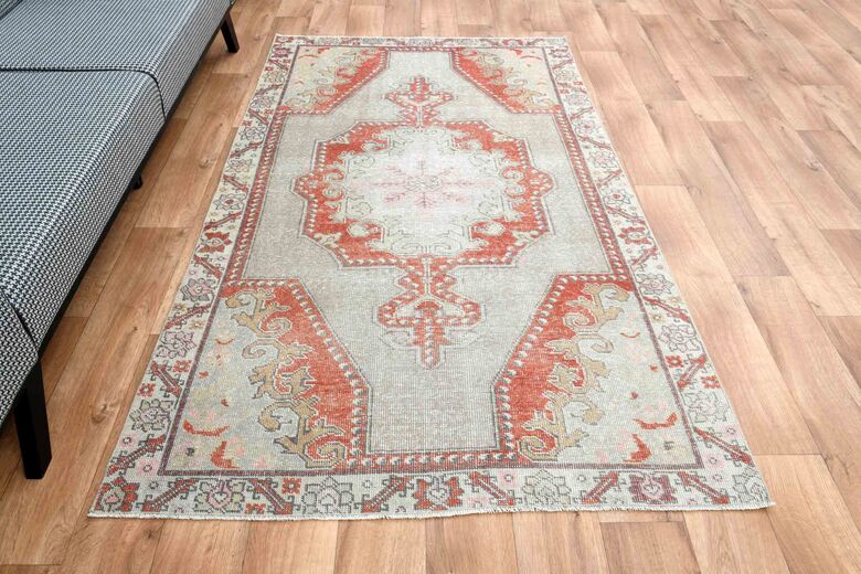 Beige Orange Turkish Rug