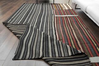 Striped Turkish Kilim Rug - Thumbnail