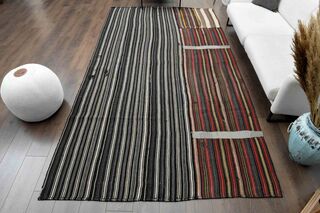 Striped Turkish Kilim Rug - Thumbnail