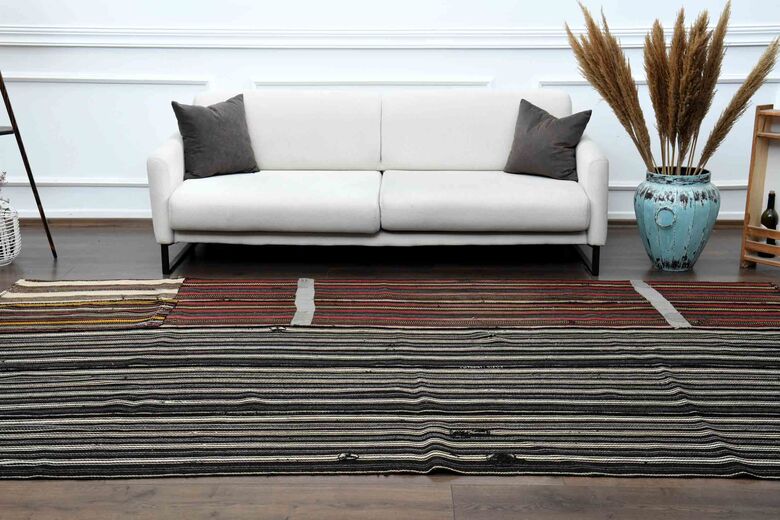 Striped Turkish Kilim Rug 