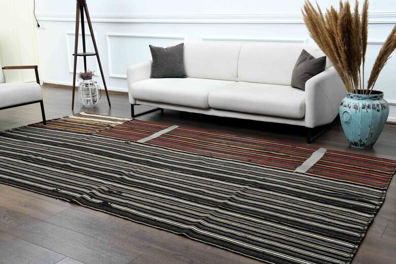 Striped Turkish Kilim Rug 