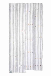 Flatweave White Striped Rug - Thumbnail