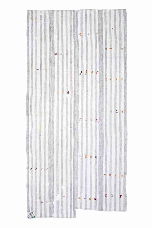 Flatweave White Striped Rug