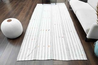 Flatweave White Striped Rug - Thumbnail