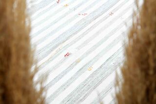 Flatweave White Striped Rug - Thumbnail