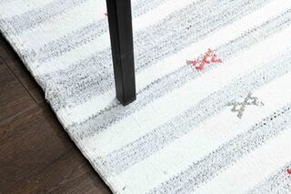 Flatweave White Striped Rug - Thumbnail