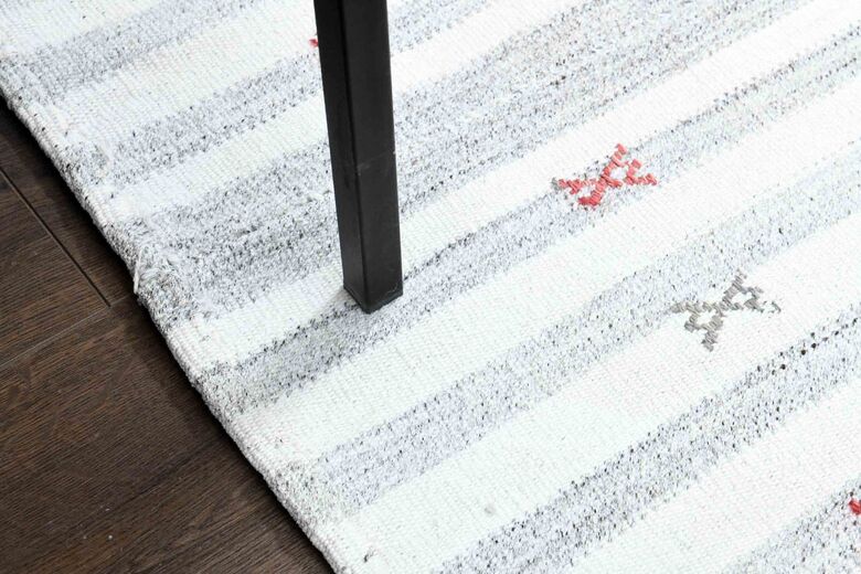 Flatweave White Striped Rug