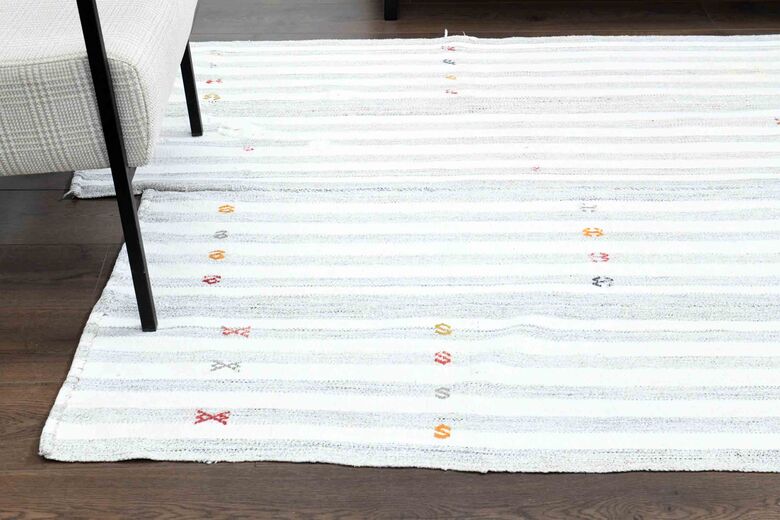 Flatweave White Striped Rug