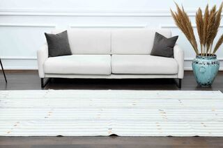 Flatweave White Striped Rug - Thumbnail