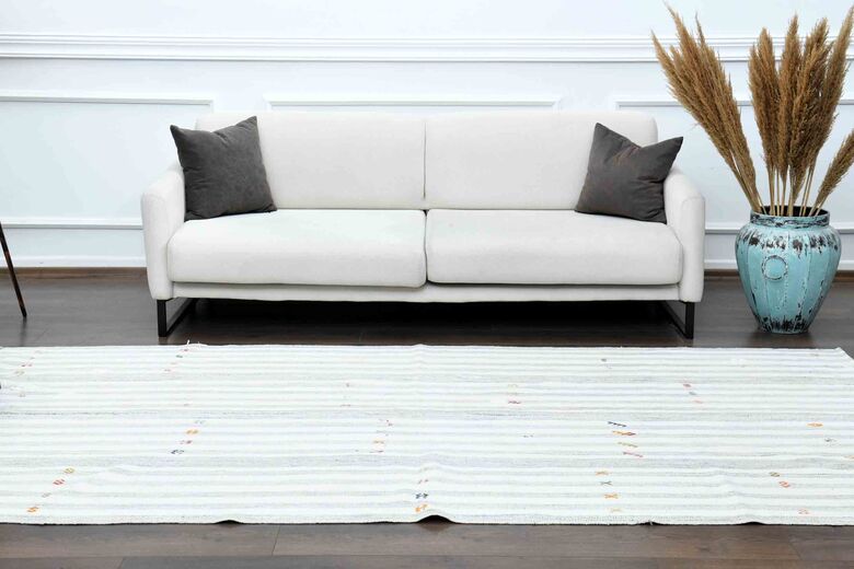 Flatweave White Striped Rug