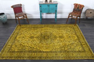 Vintage Oriental Yellow Carpet - Thumbnail