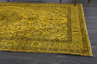 Vintage Oriental Yellow Carpet - Thumbnail