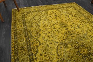 Vintage Oriental Yellow Carpet - Thumbnail